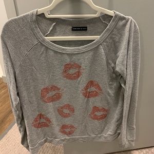 Aqua x Lauren Moshi graphic long sleeve lips tee